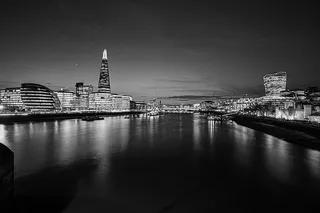 建筑，黑白，桥梁，建筑，城市，城市灯光，城市景观，黑暗