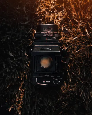 草地上的黑地摄像机