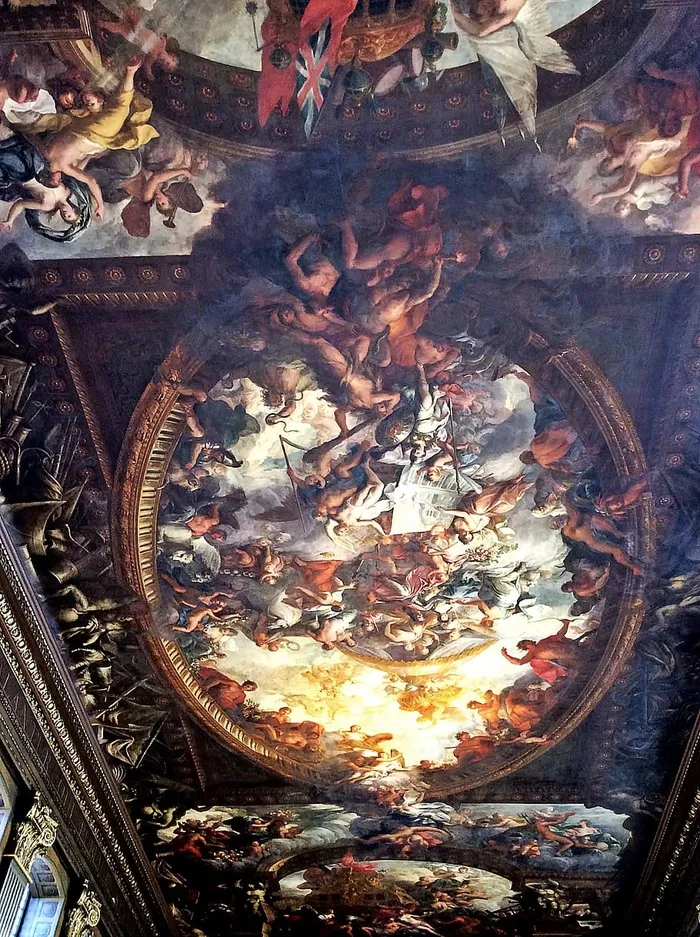天花板，绘画，格林威治，伦敦，英国，建筑，英国，燃烧