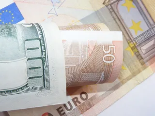 特写照片，欧元纸币，货币，货币，美元，欧元，欧元，美元
