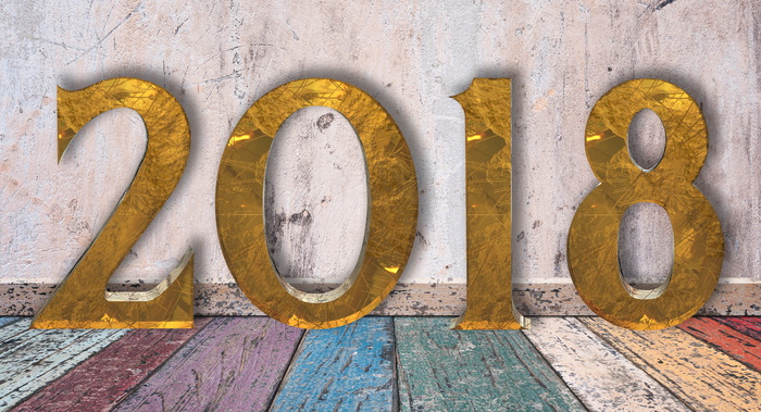 2018年文本，新年，2018年，数字，数字，设计，快乐，节日