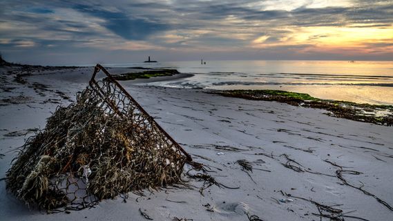 美国，海伍德港，新点舒适灯塔，日落，hdr，弗吉尼亚海滩，灯塔