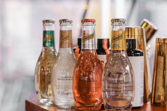 法国, 雷恩, 鸡尾酒, 饮料, 玻璃, 酒吧, schweppes, 瓶