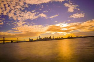 旧金山, 金银岛, 美国, 湾区, 日落, 海湾大桥, 天空, 架构