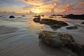 岩石，海，太阳，日落，水，海滩，自然，海岸