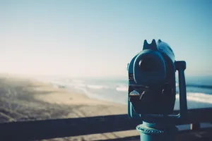 望远镜、望远镜、火炮、变焦、视图、海洋、海岸、海滩
