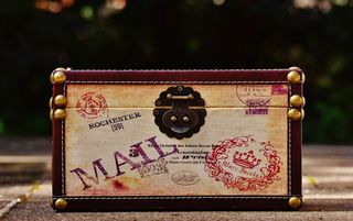 栗色，棕色，火车箱，特写，照片，箱子，行李，发送邮件