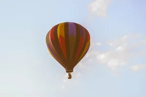 五彩，热，气球，漂浮，空气，气球，白天，静止