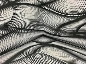 灰色、黑色、插图、几何图形、图形、波浪、物体、黑白