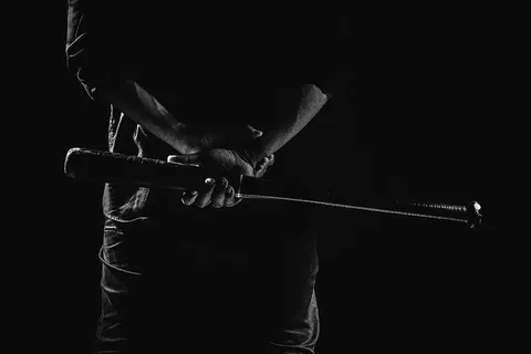 人，拿着，棒球棒，背，人，游行，休息，球棒