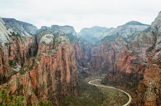 美国，天使登陆，犹他州，红岩，山脉，国家公园，公路，蜿蜒