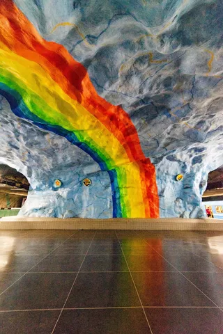 彩虹彩绘天花板，艺术，绘画，路径，墙，现代艺术，地堡，建筑