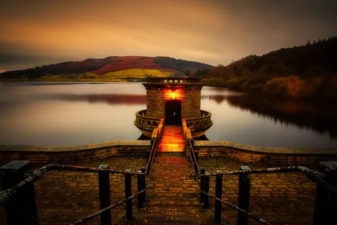 瓢虫、水库、德温特、山谷、德比郡、山顶、塞子、水