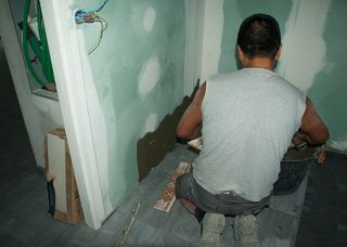 梅肯、马赛克、瓷砖、工人、现场、室内、职业、男性