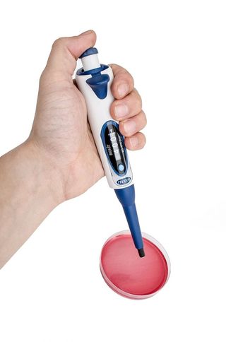 人，手持，数字，电子，设备，移液管，微型，化学