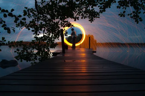 码头，轻画，钢毛，风景，火花，芬兰语，人，天空