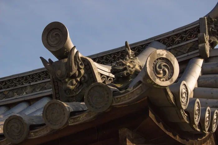 日本，历史，旧，京都，奈良，脊端瓦，阳光，天空