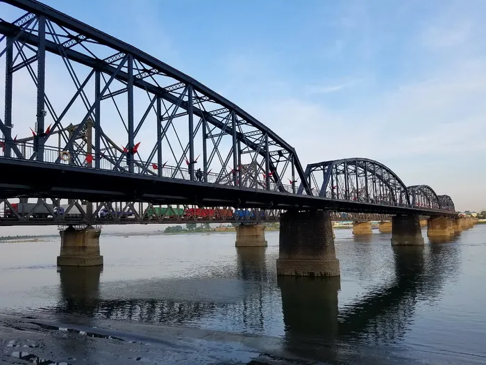 鸭绿江，风景，丹东，大桥，城市，连接，水，桥梁-人造结构