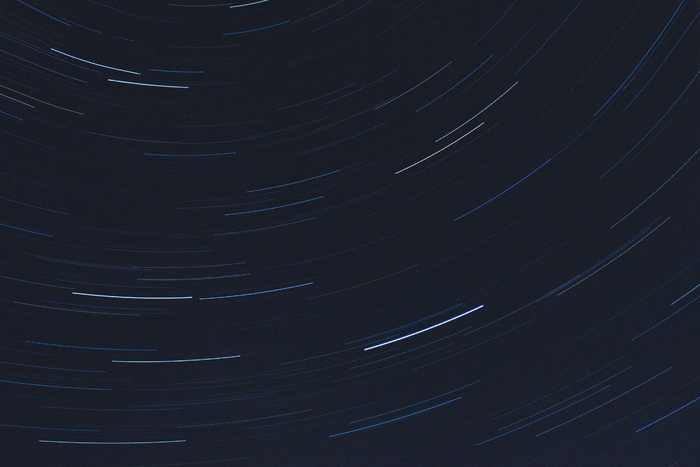 天空、星星、夜晚、长曝光、条纹、线条、蓝色、轨迹