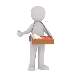 男人，携带，盒子，苹果，牛角面包剪贴画，白人男性，3d模型，孤立