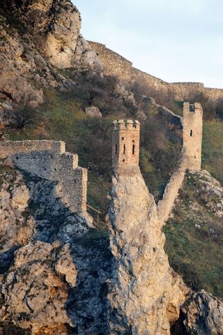 城堡，山脉，奥地利，景观，全景，建筑，中世纪，前