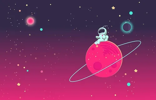 卡通宇航员坐在行星上 卡通宇航员坐在行星上