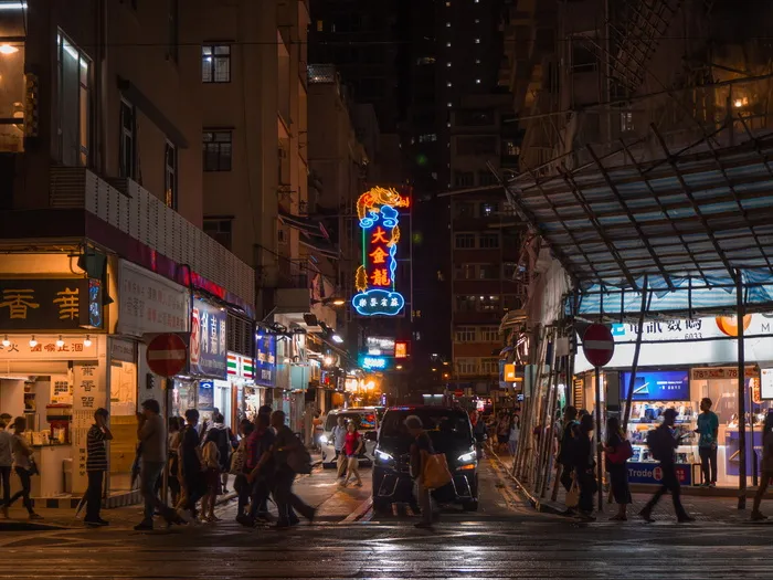 人，人，人，香港，市中心，城镇，建筑，城市