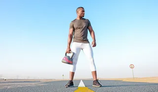 路，人，人，强壮，健康，沉重，壶铃，电梯