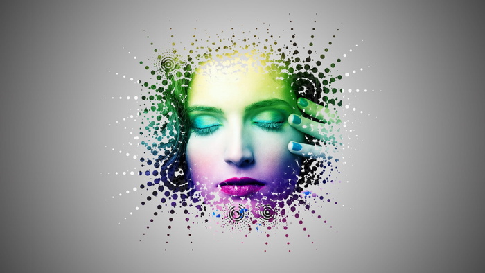 照片，女人，脸，半色调，photoshop，笔刷效果，计算机，抽象