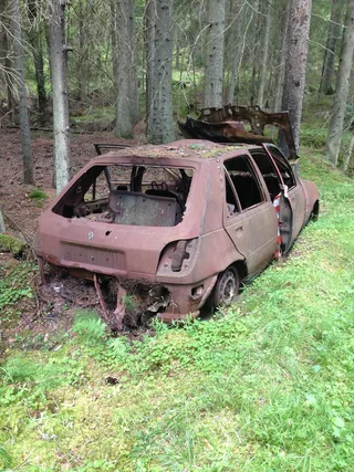 skrotbil，森林，斯柯达，废料，汽车，损坏，撞车，沉船