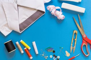 配件，纽扣，布料，线圈，系列，颜色，色彩，概念