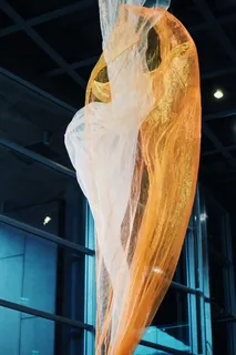 白色和黄色花边织物