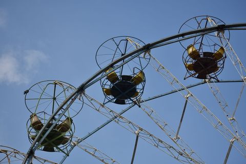 摩天轮，旧，衰落，结构，金属，旋转木马，新西伯利亚，低角度视图