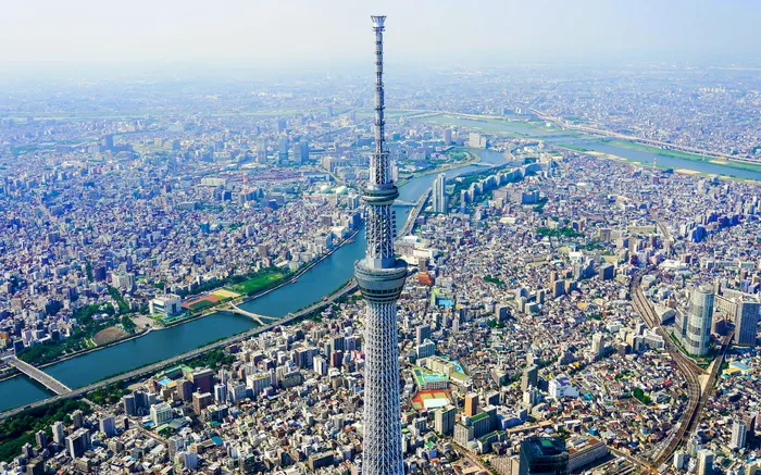 东京天空树，旅游，日本，航空摄影，建筑，建筑结构，建筑外观，人群