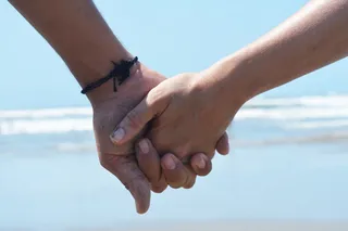 照片，牵手，手，海岸，爱，海滩，海洋，水