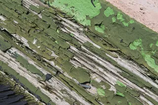 剥落，油漆，纹理，绿色，垃圾，风化，剥落，墙壁