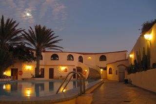 特内里费，酒店，abendstimmung，照明，夜间，建筑结构，棕榈树，建筑外观