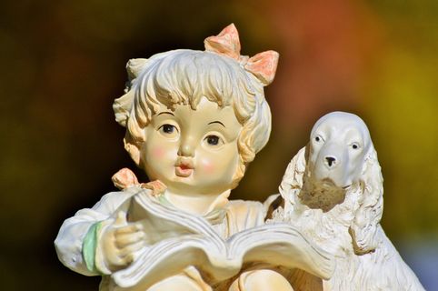 人物，装饰，装饰，陶瓷，脸，女孩，狗，陶瓷人物