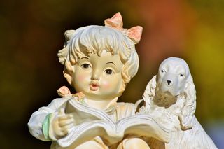 人物，装饰，装饰，陶瓷，脸，女孩，狗，陶瓷人物