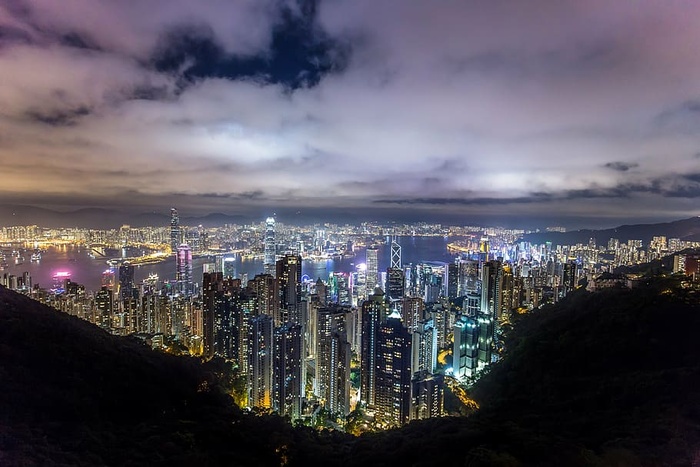 城市景观照片，高，角度，摄影，上升，城市，建筑，光环
