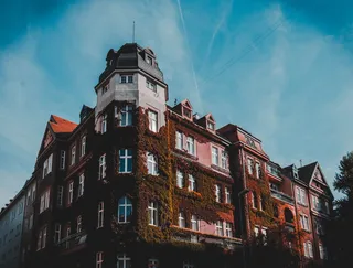 建筑，建筑，窗户，公寓，立面，低角度拍摄，透视，建筑外观