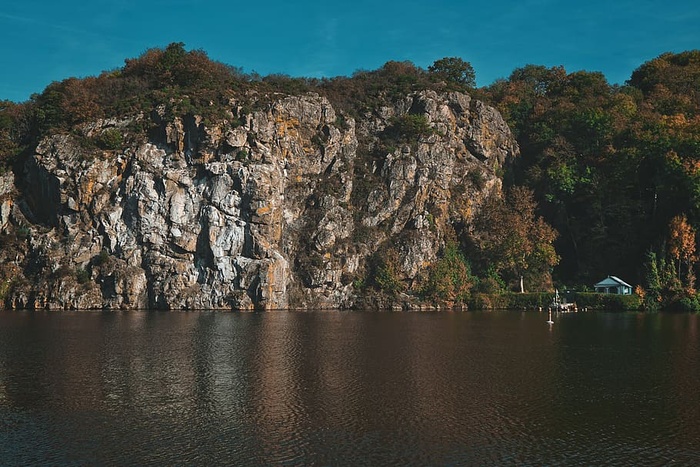 照片，悬崖，白天，风景，岩石，地层，近，白色