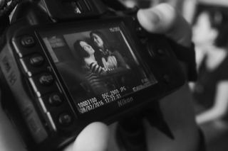 人、人、手、相机、模拟、黑白、模糊、业务