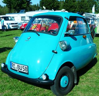 黄色, 宝马车, 停, 绿色, 场, 白天, 宝马, isetta