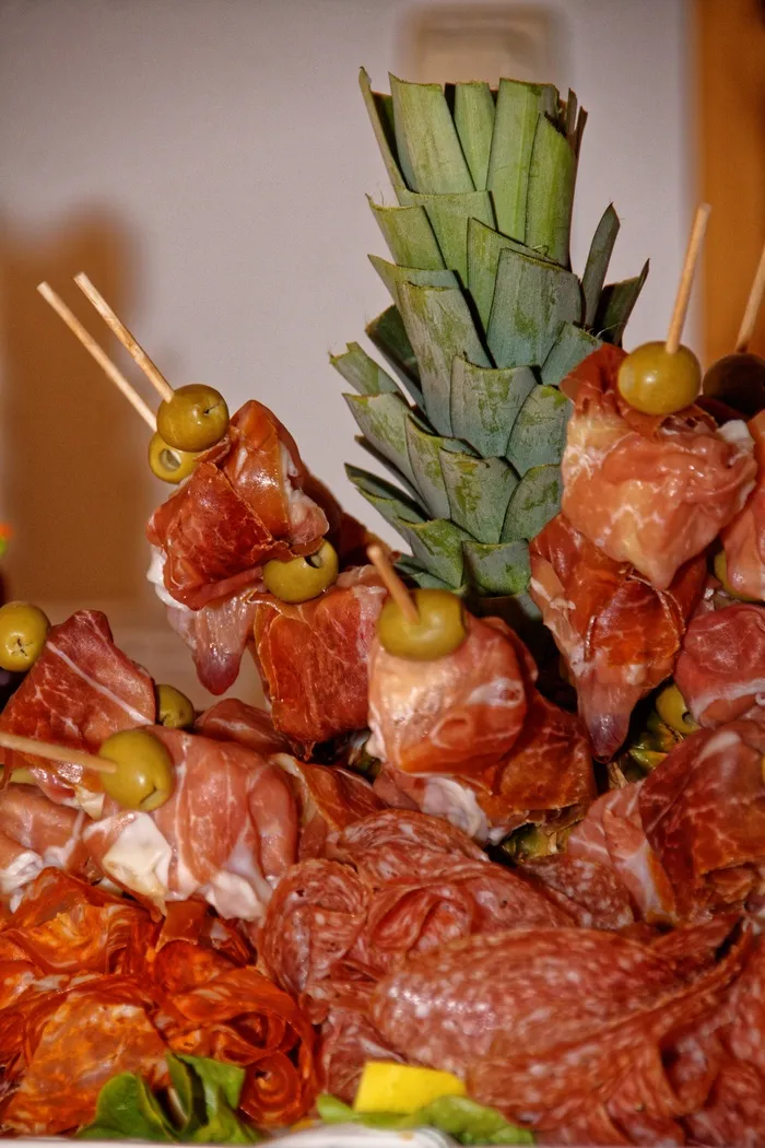 火腿，香肠，菠萝，食用，食品，肉，wurstplatte，大量