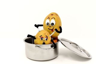 焦虑、恐慌、食人族、搞笑、土豆、刀、叉、吃