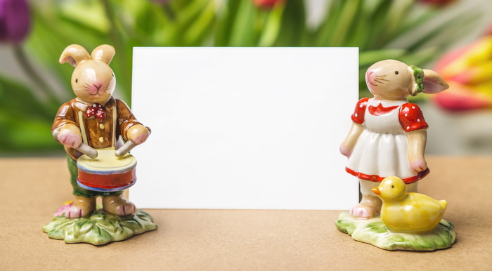 二、男、女、兔俑、白色、卡片、复活节兔子、问候语