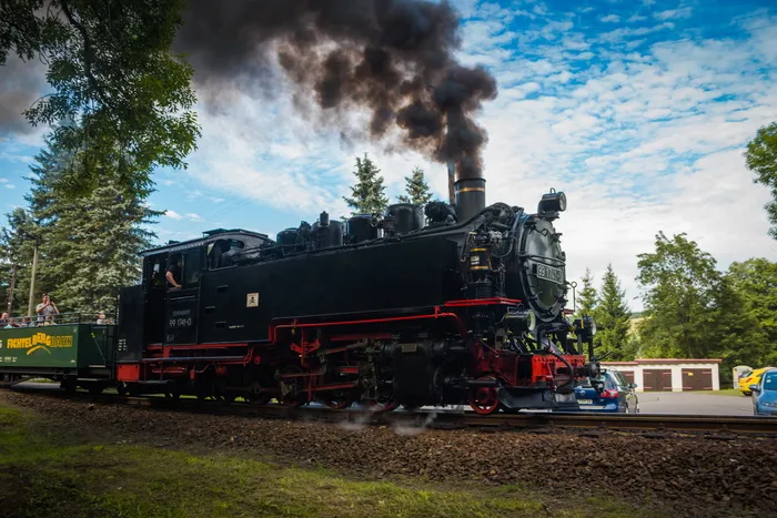 蒸汽机车，机器，火车，fichtelbergbahn，铁路轨道，烟雾，车站，德国