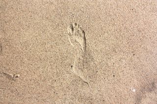 轨迹，脚印，沙子，夏天，速度，赤脚，形状，痕迹