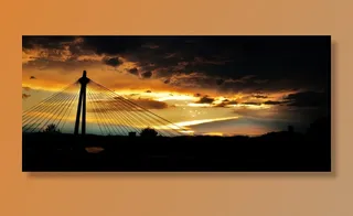 吊桥，桥，日落，索桥，依附，建筑，轮廓，天空